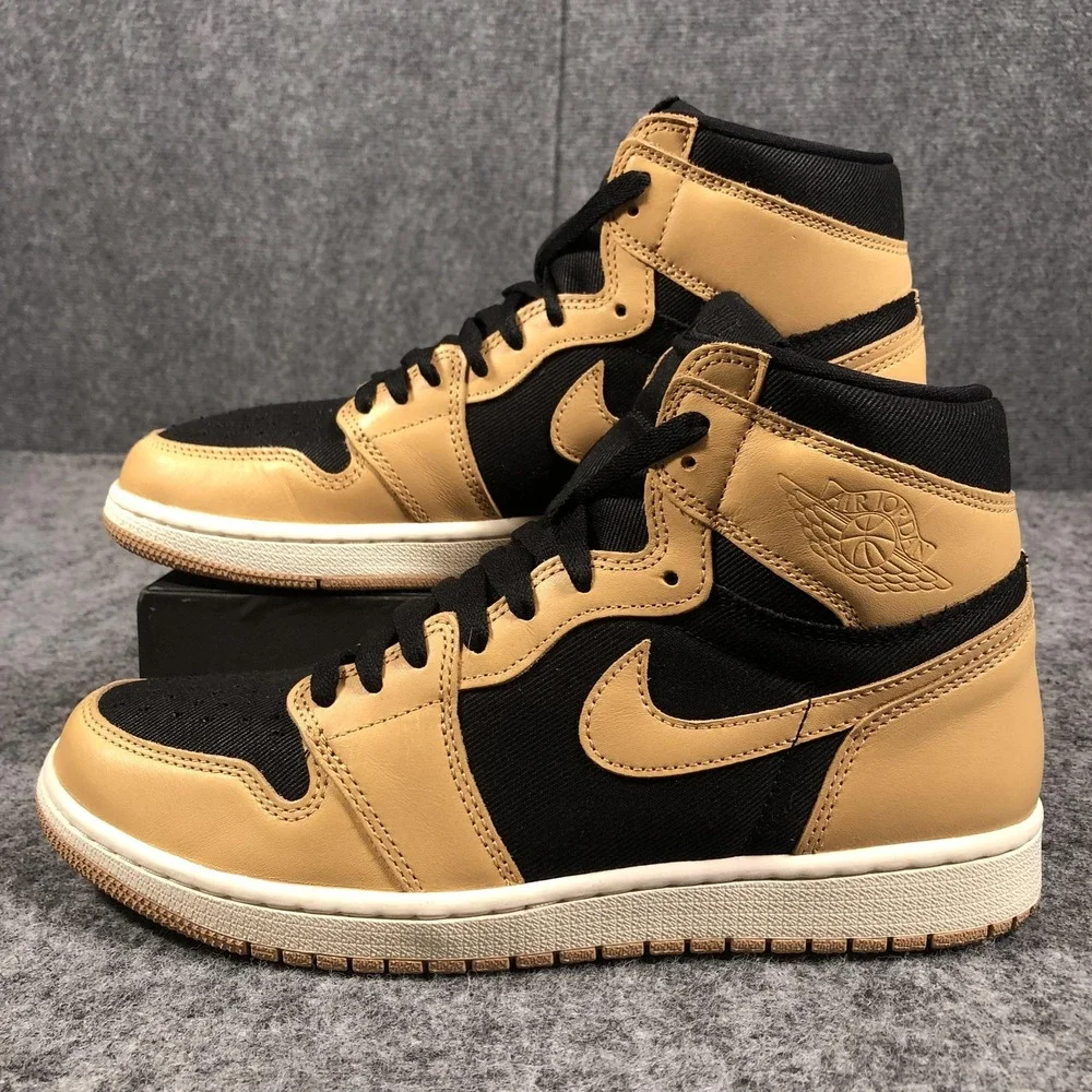 Nike Air Jordan 1‎ Retro High OG Mens Size 9.5 Tan Black Heirloom 555088-202
